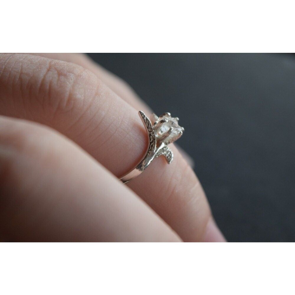 Raw Uncut Diamond Engagement Ring, Rough Natural Diamond Wedding Band, Raw Gemst